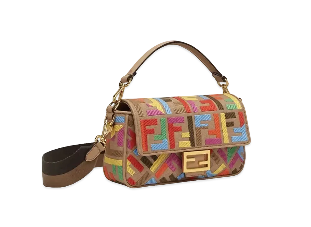 FENDI Baguette Ff Canvas Bag "Multicolor"
