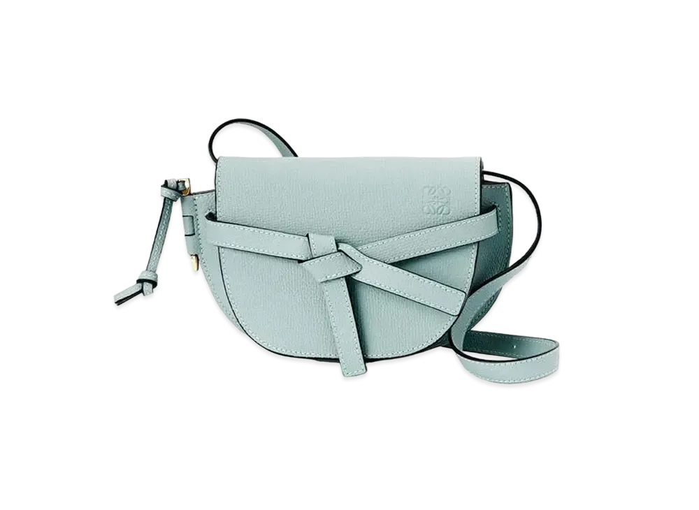 LOEWE Mini Gate Dual Bag In Pebble Grain Calfskin "Aqua"