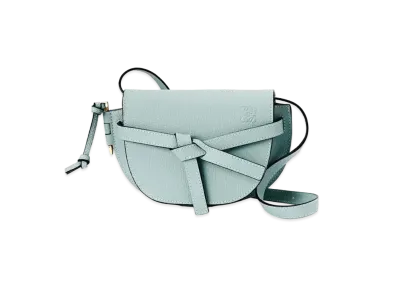 LOEWE Mini Gate Dual Bag In Pebble Grain Calfskin "Aqua"