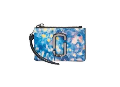 MARC JACOBS The Snapshot Watercolor Top Zip Multi Wallet "Blue Multi"