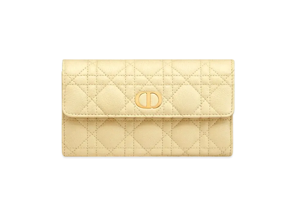 Dior Caro Wallet Canage Calfskin "Pale Yellow"