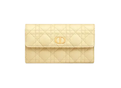 Dior Caro Wallet Canage Calfskin "Pale Yellow"
