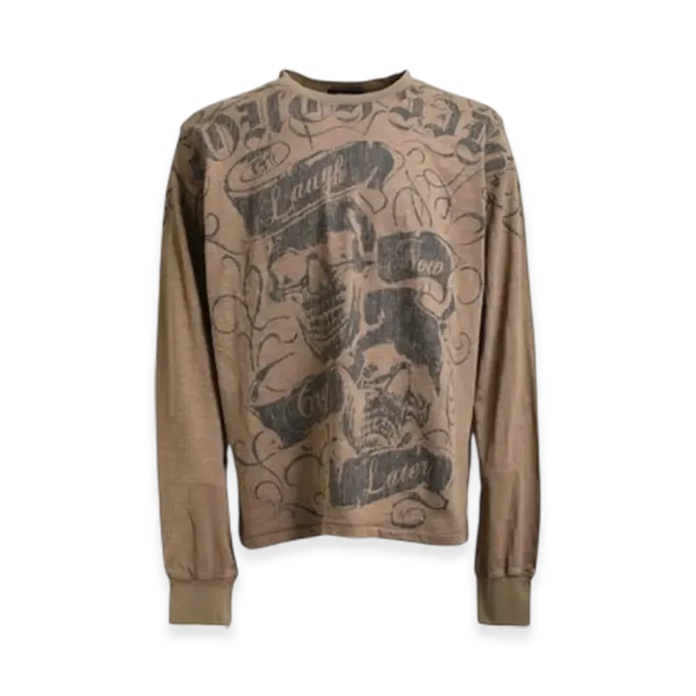 BREATH Skull Wash Ls Tee "Brown"