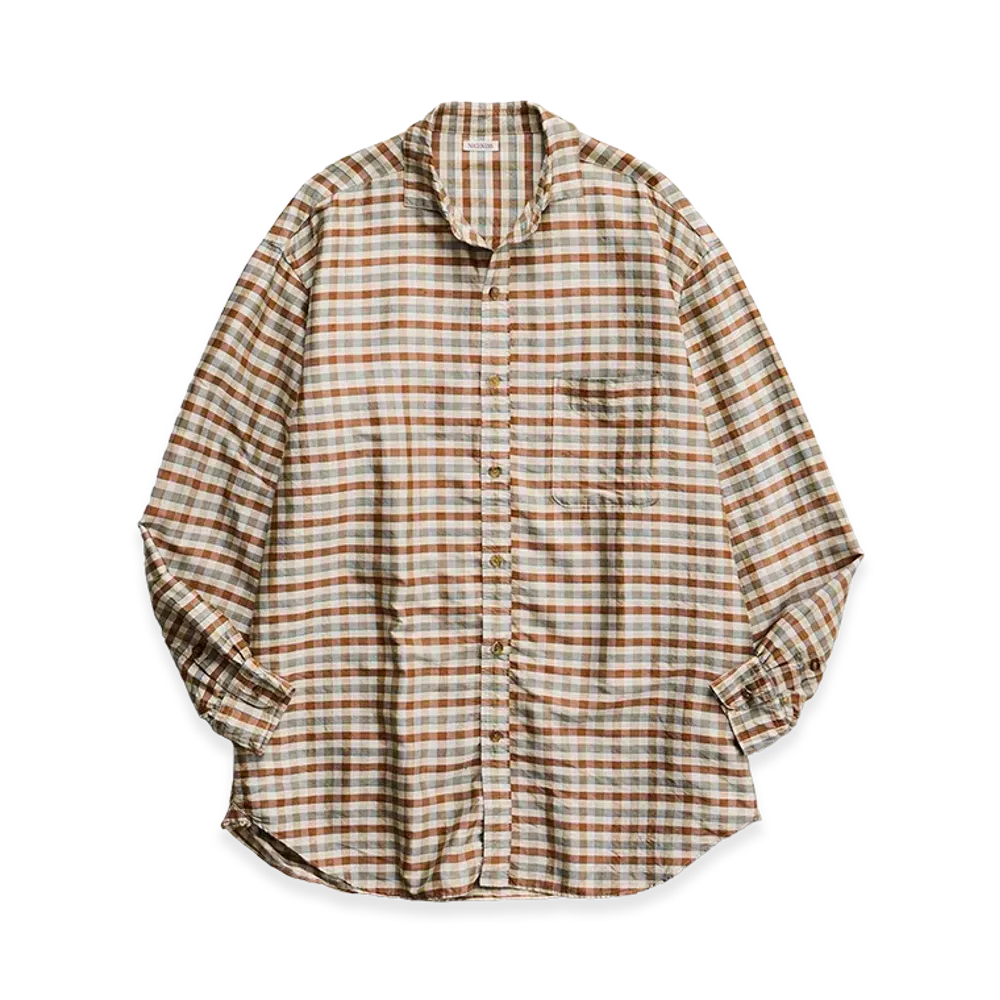NICENESS Atkins Silk Check Taffeta Shirring Shirt "Ivory"