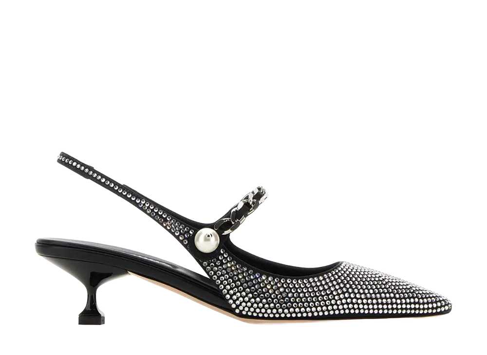 MIU MIU Women's Embellished Satin Pumps "Black"