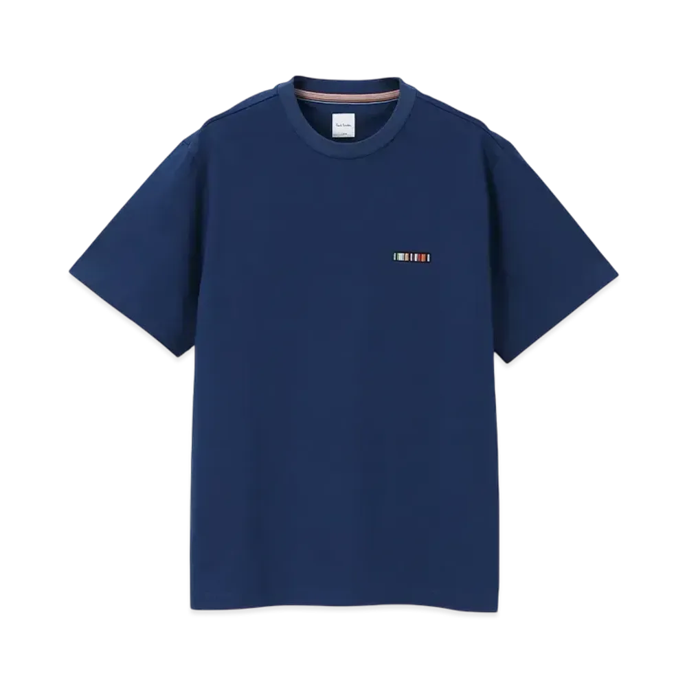 Paul Smith Signature Stripe Bar Short Sleeve Cut And Sew "DarkBlue"