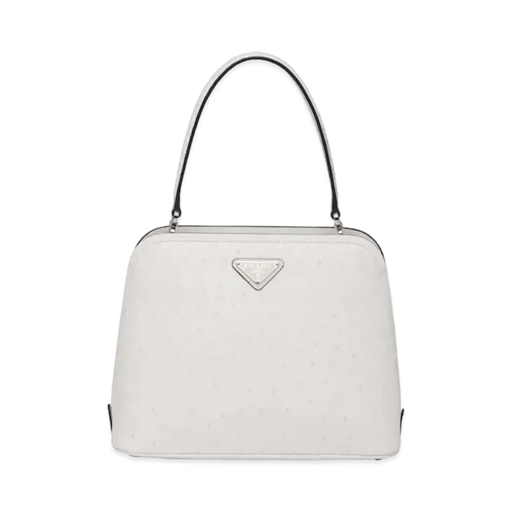 PRADA Matinee Ostrich Leather Bag "White"
