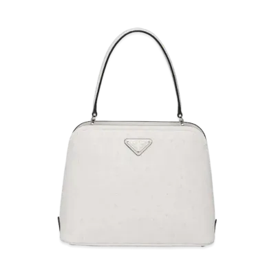 PRADA Matinee Ostrich Leather Bag "White"