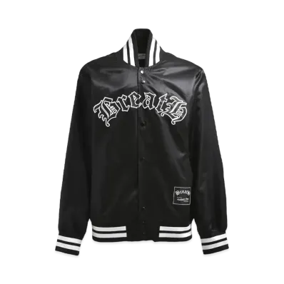 Mitchell & Ness x Breath Logo Satin Jacket "Black"