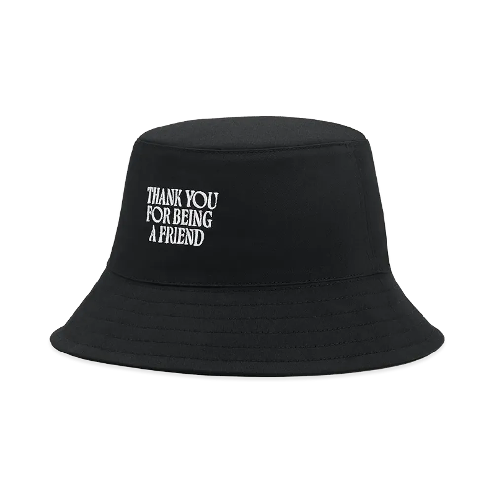 AMI PARIS Cotton Thank You For Being A Friend Embroidery Hat "Black"