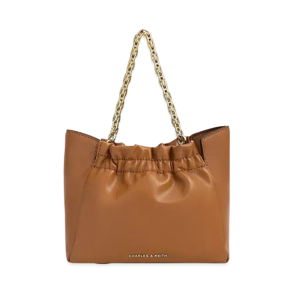 CHARLES & KEITH Bridget Chain Handle Shoulder Bag "Brown"