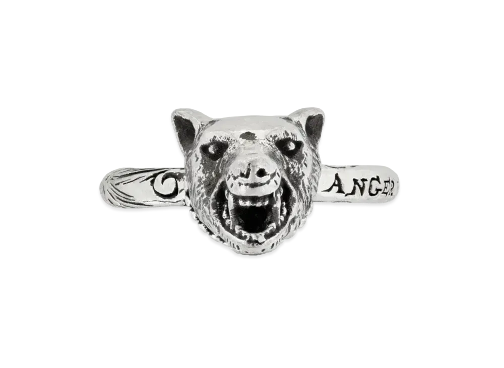 GUCCI Anger Forest Series Wolf Head Silver Ring "Silver"