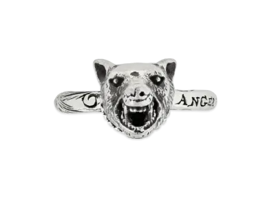 GUCCI Anger Forest Series Wolf Head Silver Ring "Silver"