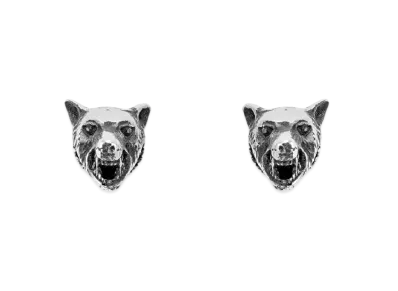 GUCCI Anger Forest Series Wolf Head Silver Earrings