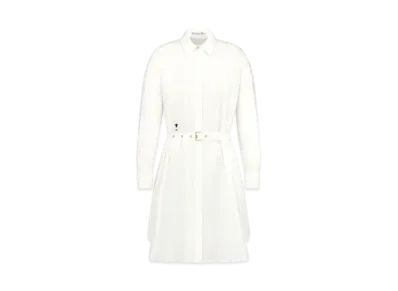Dior Belted Macrocannage Shirtdress Cotton Gabardine "White"