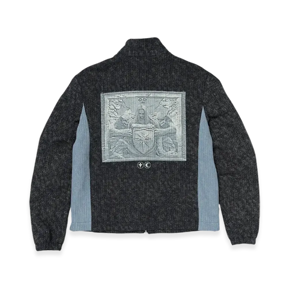 THUG CLUB Devil Peace Patch Knit Jacket "Navy"