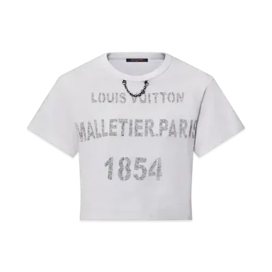 Louis Vuitton Women's Stencil Signature Crop Top "Bleu Gris"