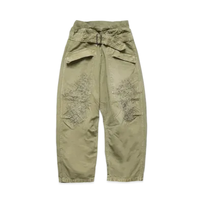 KAPITAL CANVAS AVIATOR SUITCUT PANTS "Khaki"