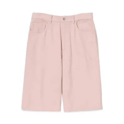 AURALEE Silk Nep Denim 5P Wide Shorts "Dusty Pink"