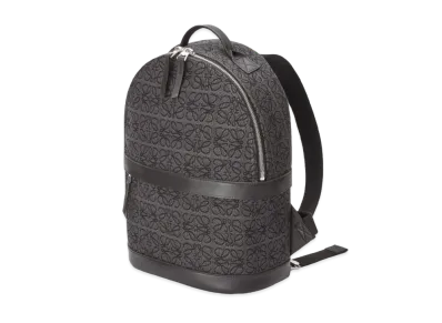 LOEWE Round Backpack In Anagram Jacquard And Calfskin "Anthracite / Black"