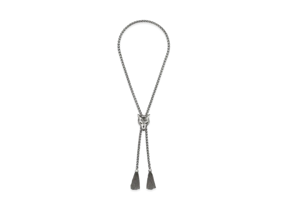 GUCCI Anger Forest Series Wolf Head Silver Necklace "Silver"