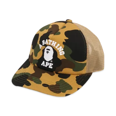 A BATHING APE 1St Camo College Mesh Cap "Yellow"