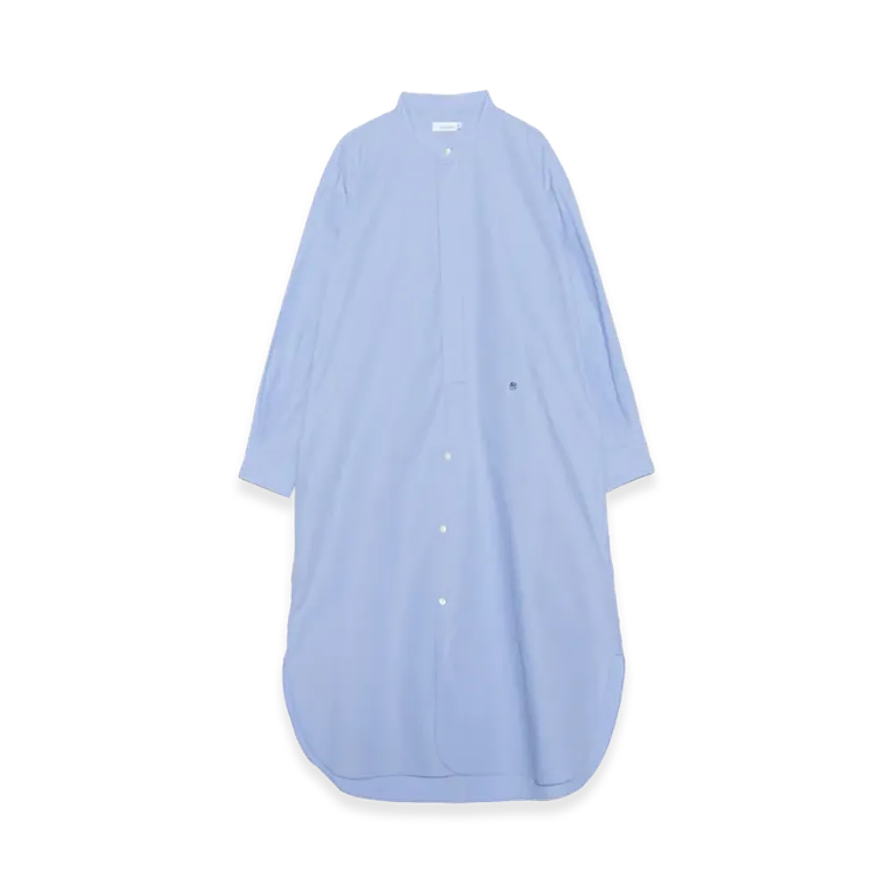 nanamica Band Collar Wind Shirt Dress "Sax"