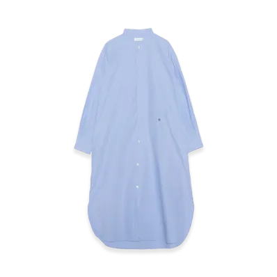 nanamica Band Collar Wind Shirt Dress "Sax"