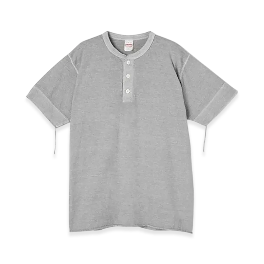 Healthknit Pigment-dyed Henley Neck Short Sleeve T-Shirt "Light Gray"