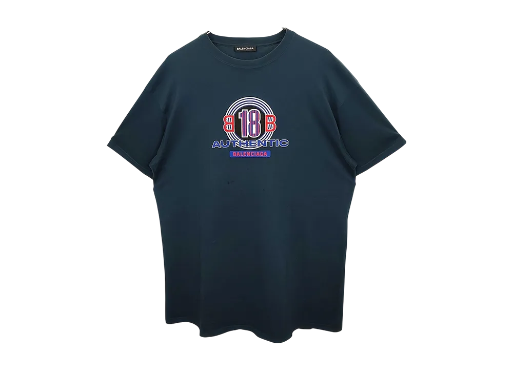 BALENCIAGA Authentic Print Tee "Navy"