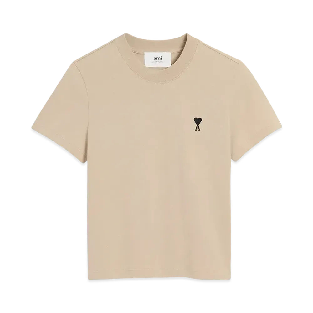 AMI PARIS Ami De Coeur Cropped Cotton T-Shirt "WhiteCoffee"