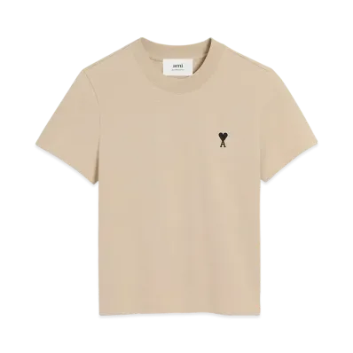AMI PARIS Ami De Coeur Cropped Cotton T-Shirt "WhiteCoffee"