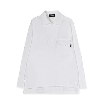 WILDSIDE YOHJI YAMAMOTO Cotton Jersey Half Zip Long Sleeve T-shirt "White"