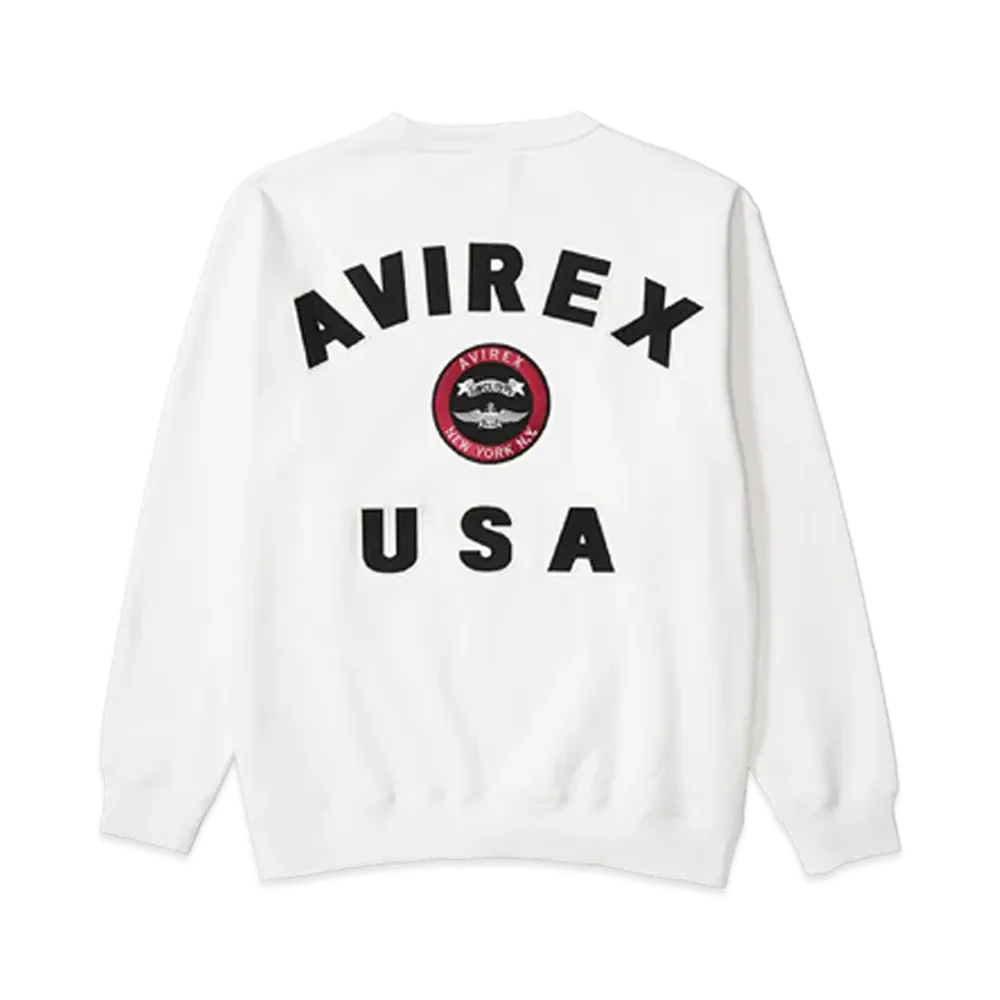 AVIREX Varsity Logo Crew Neck Sweat "White"