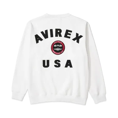 AVIREX Varsity Logo Crew Neck Sweat "White"