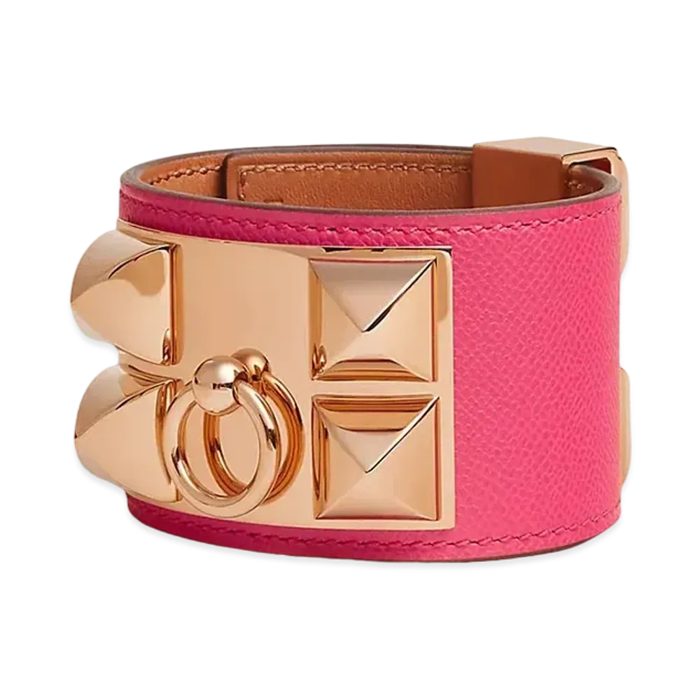 Hermes Collier de Chien Bracelet "Rose Extreme/Pink Gold"