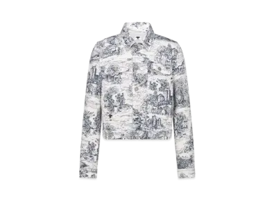 Dior Jacket Cotton Denim with Toile de Jouy Scotland Motif "Blue/White"