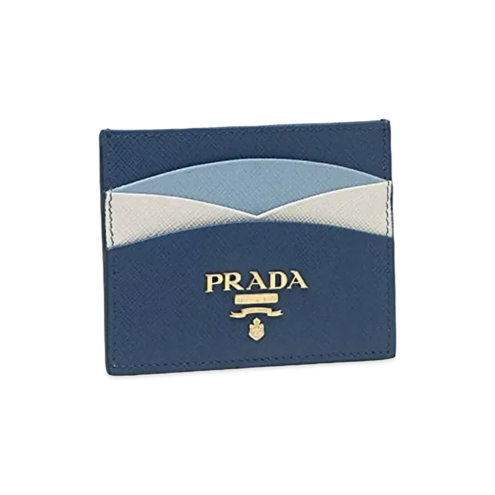 PRADA Saffiano Leather Card Holder "Blue"