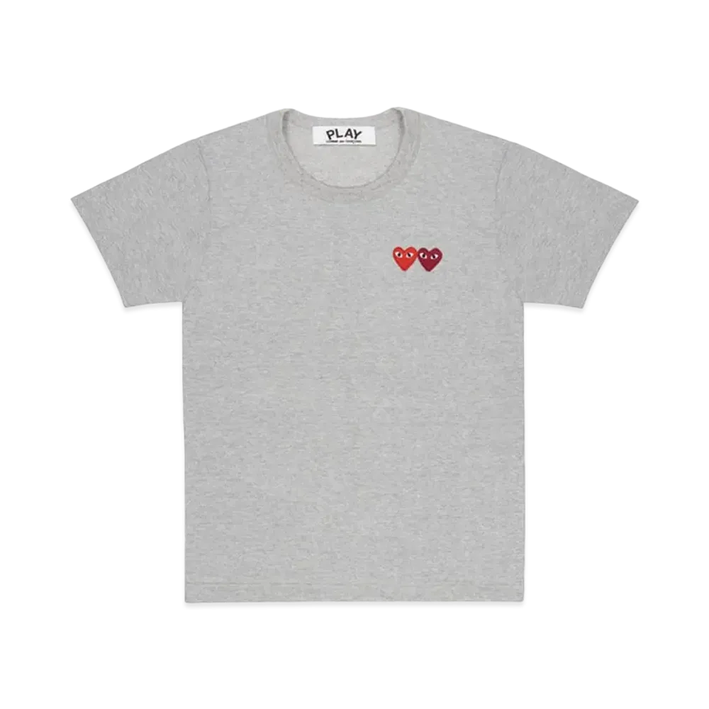 PLAY COMME des GARCONS T-Shirt With Double Heart Mens "Grey"