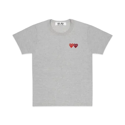 PLAY COMME des GARCONS T-Shirt With Double Heart Mens "Grey"
