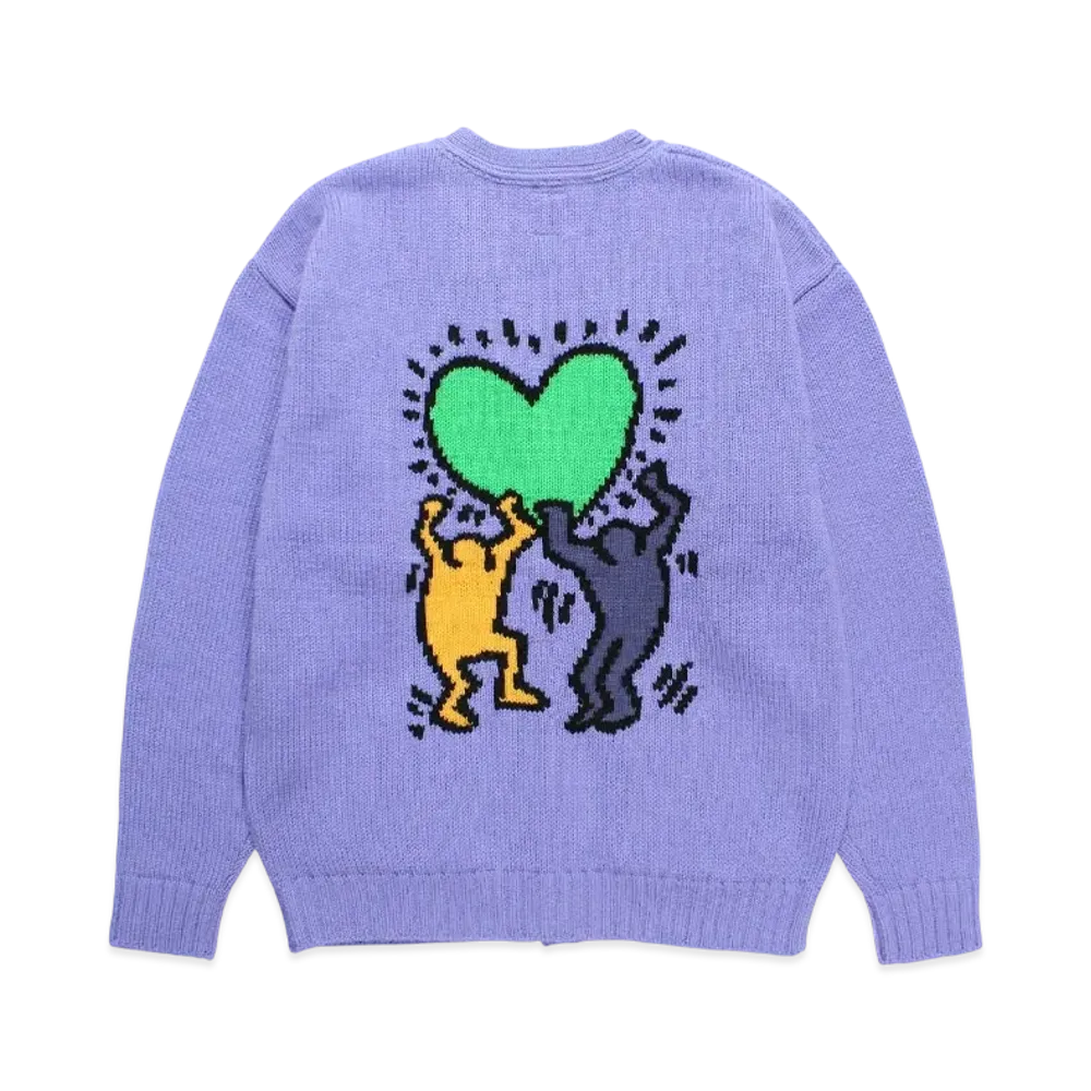 WACKO MARIA x Keith Haring Jacquard Knit Cardigan "Purple"