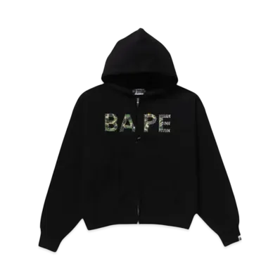 A BATHING APE Abc Camo Crystal Logo Wide Zip Hoodie "Black"