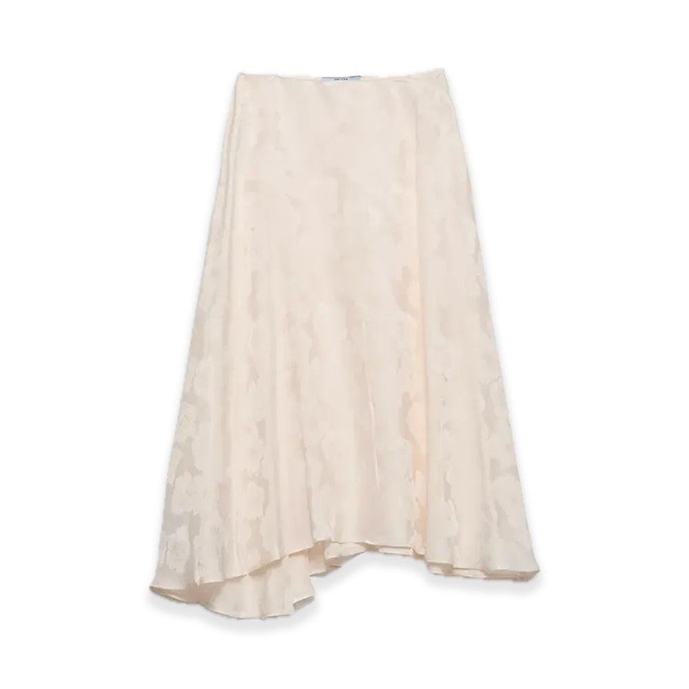PRADA Floral Print Jacquard Skirt "Ivory"