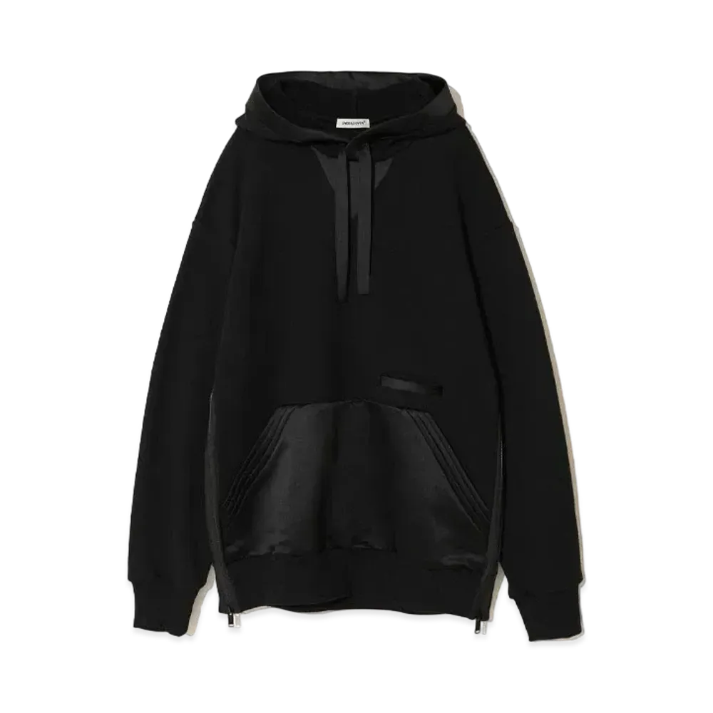 UNDERCOVER Satin-Trimmed Cotton Sweatshirt Hoodie "Black"