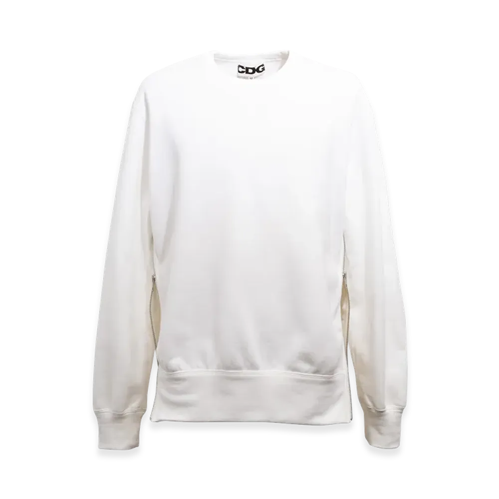 COMME des GARCONS CDG Classic Crew Neck Sweatshirt With Zip "White"