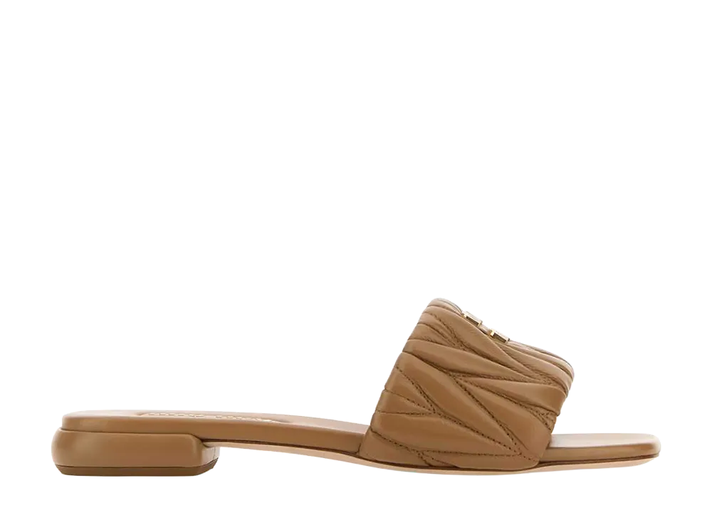 MIU MIU Women's Caramel Nappa Leather Slippers "Camel"