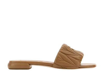 MIU MIU Women's Caramel Nappa Leather Slippers "Camel"