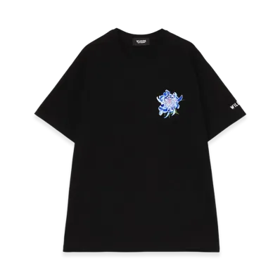 WILDSIDE YOHJI YAMAMOTO Embroidery Lily T-Shirt "Black"