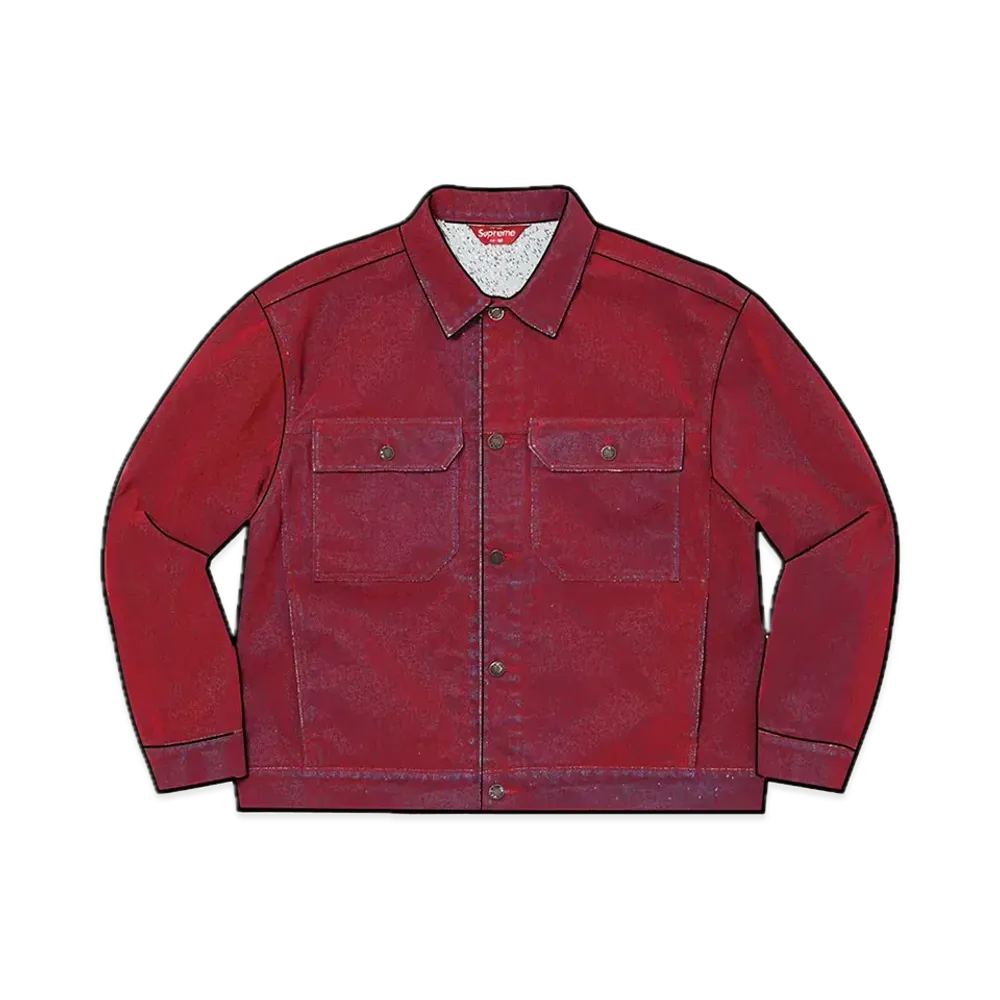 Supreme Flocked Denim Trucker Jacket "Red"
