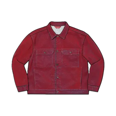 Supreme Flocked Denim Trucker Jacket "Red"
